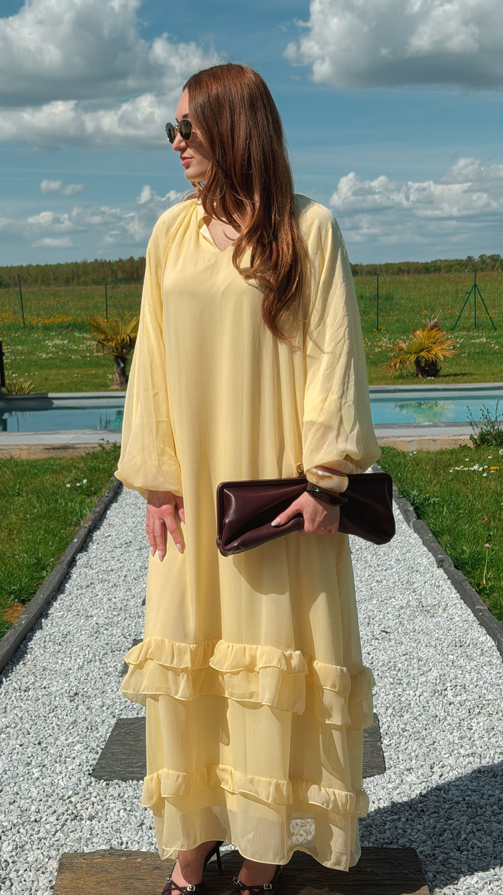 Robe à volant Jaune