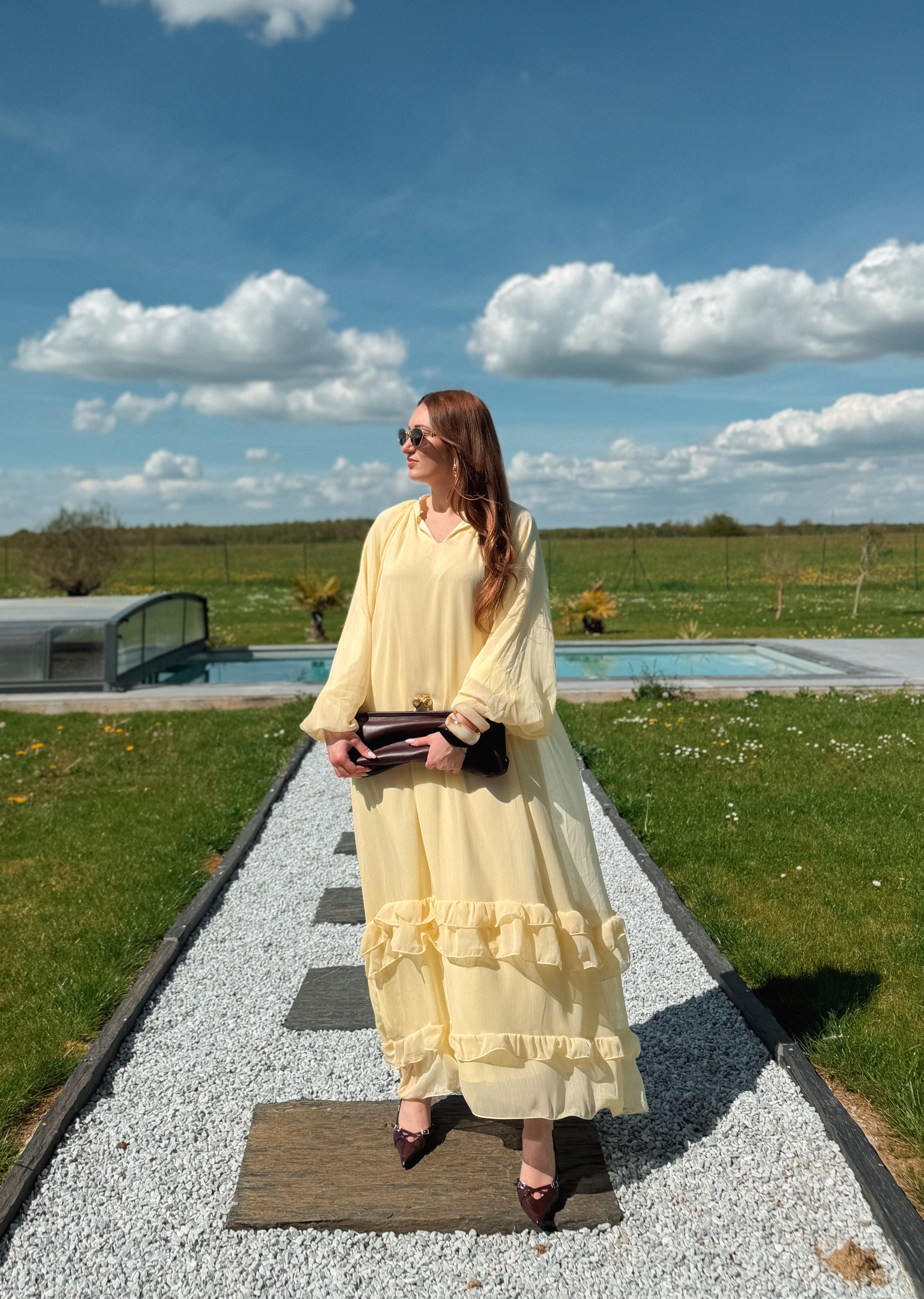 Robe à volant Jaune
