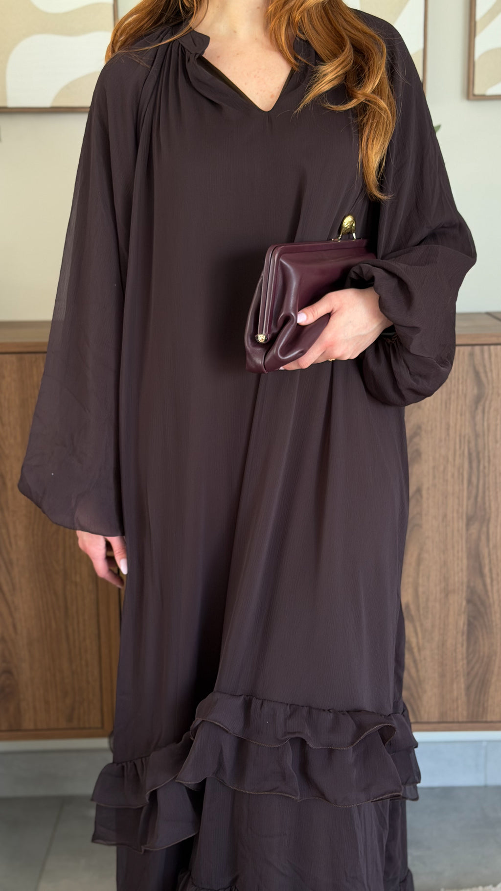 Robe à volant Marron