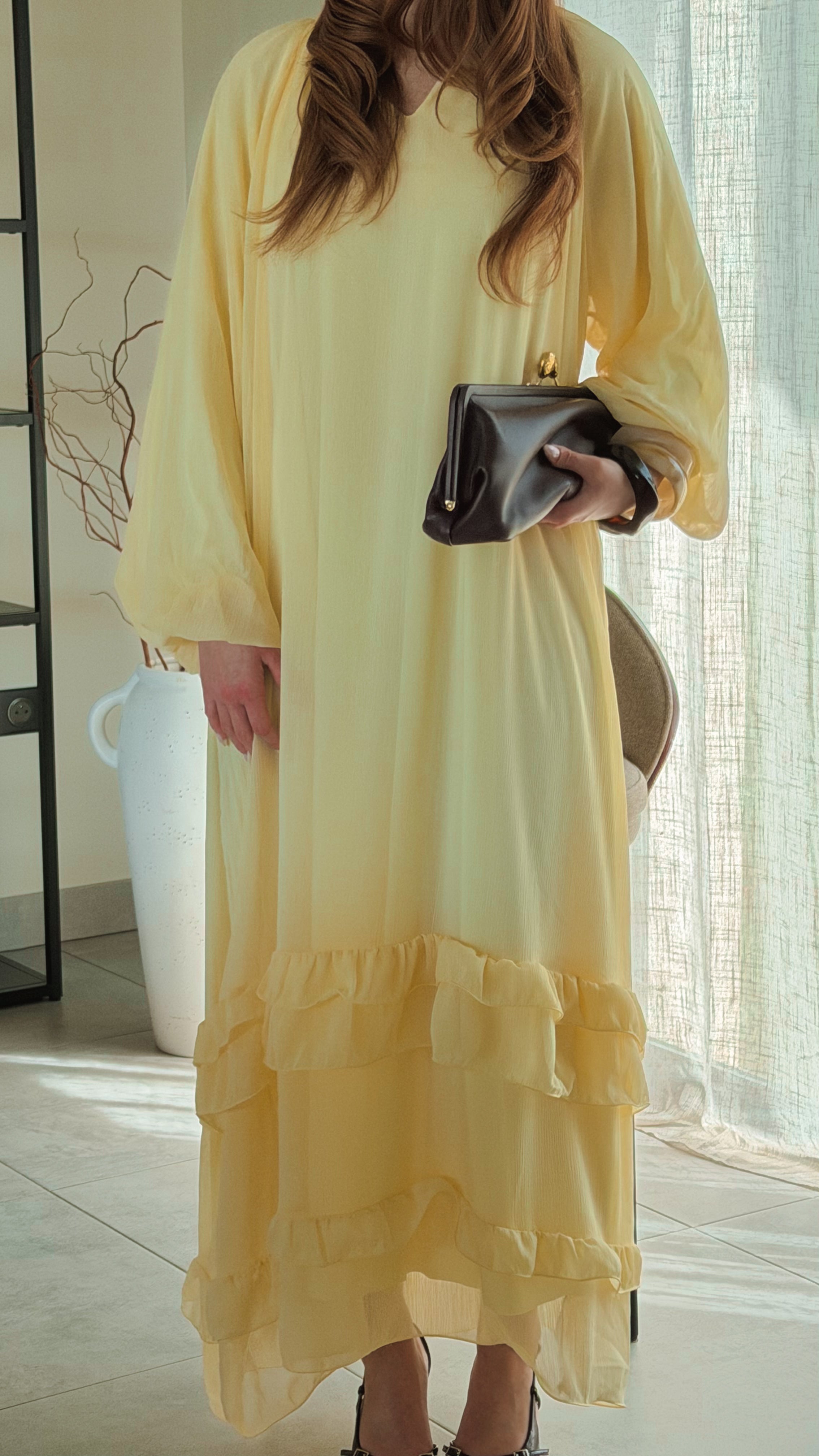 Robe à volant Jaune