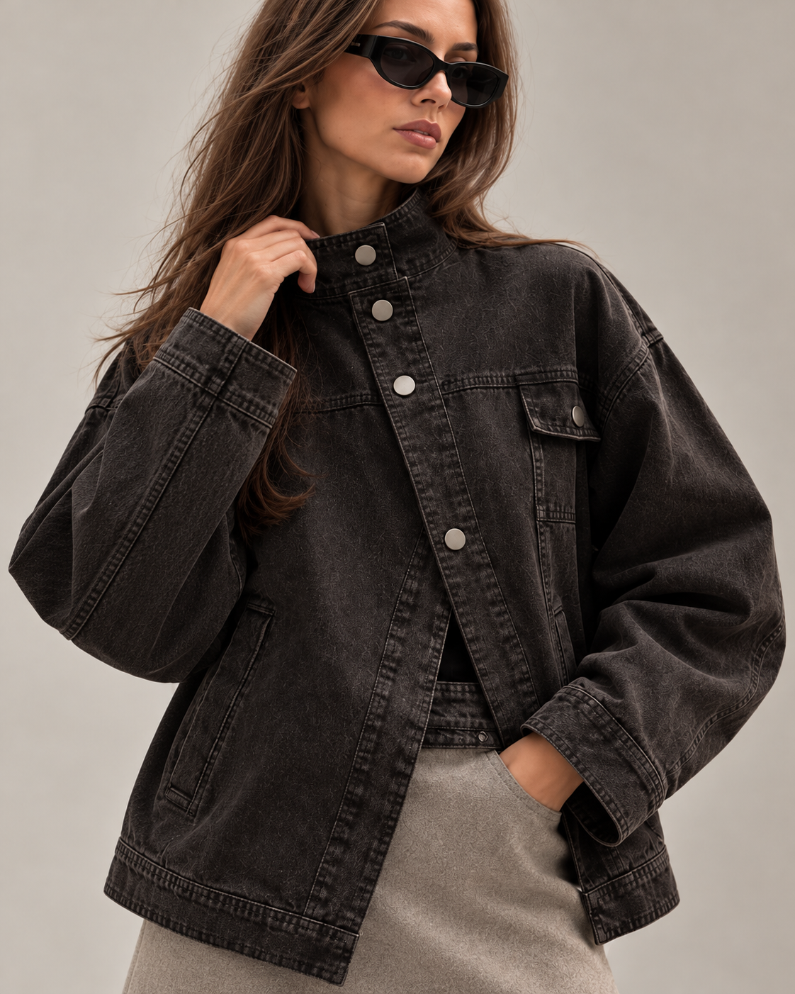 Veste Léna – Denim Marron Oversize