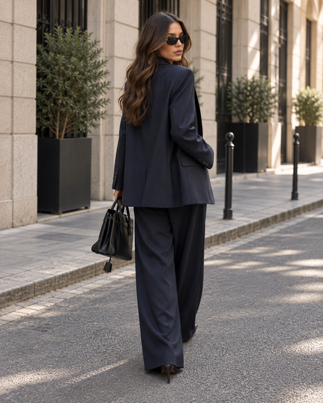 Veste Ava PETITE — Blazer Rayé Bleu Nuit