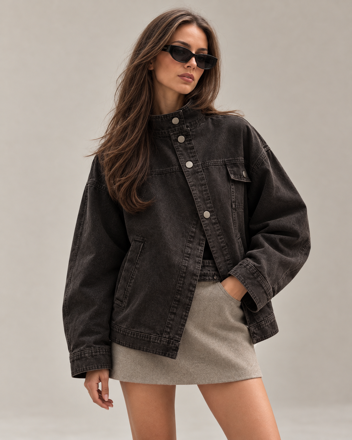 Veste Léna – Denim Marron Oversize